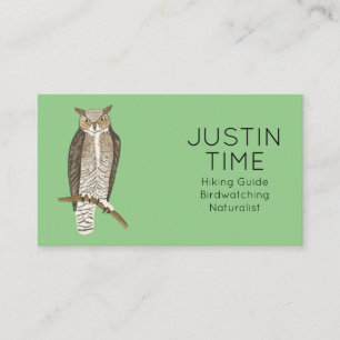 Horned Owl Naturalist Guide Birdwatching Hiking Business Card