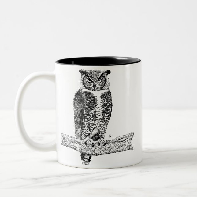 Horned Owl Two-Tone Coffee Mug (Left)