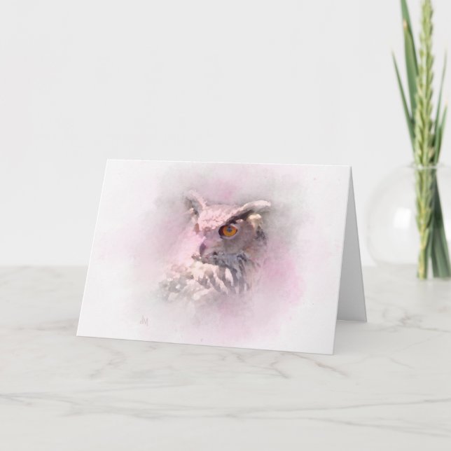 Horned Owl Wildlife Art Card (Front)