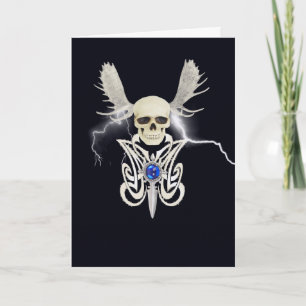 Horned skull and dagger  card