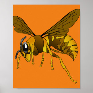 hornet wasp insect bee brown poster