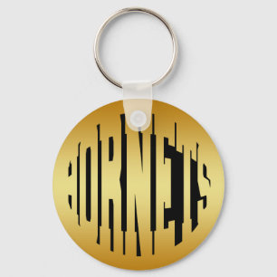 HORNETS - GOLD TEXT KEY RING