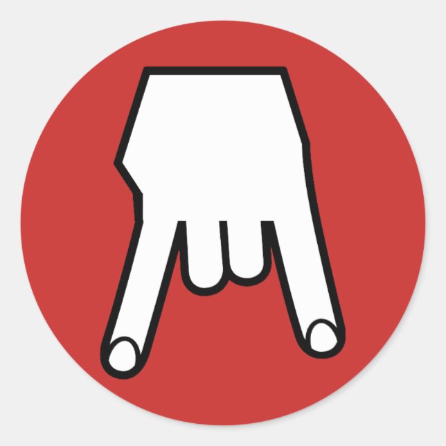 horns down classic round sticker (Front)