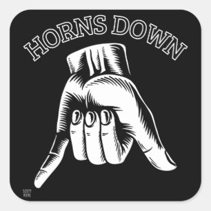 "HORNS DOWN" funny Square Sticker
