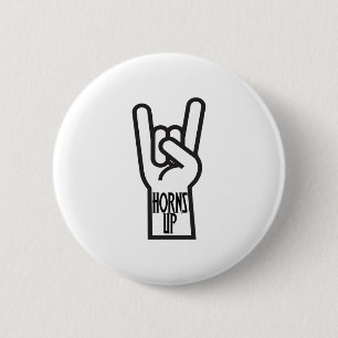 Horns Up 6 Cm Round Badge