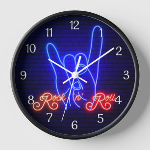 Horns Up Rock 'n Roll Clock