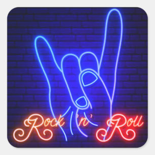 Horns Up Rock 'n Roll Square Sticker