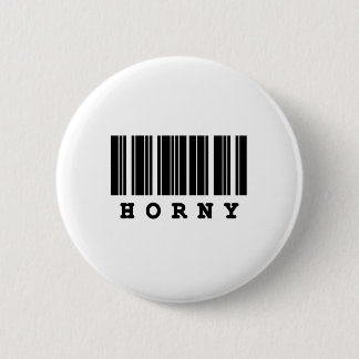 horny barcode design 6 cm round badge