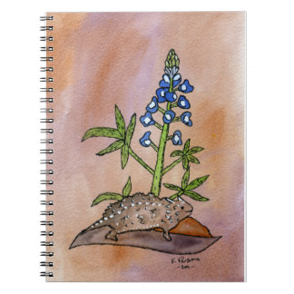 Horny Toad with Bluebonnet Spiral Notebook