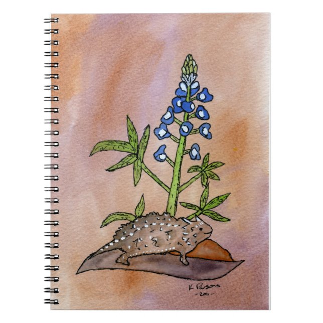 Horny Toad with Bluebonnet Spiral Notebook (Front)