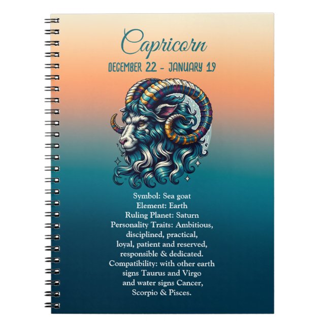 Horoscope Astrological Sign Capricorn  Notebook (Front)