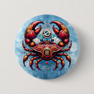 Horoscope Astrological Sign for Cancer the Crab  6 Cm Round Badge