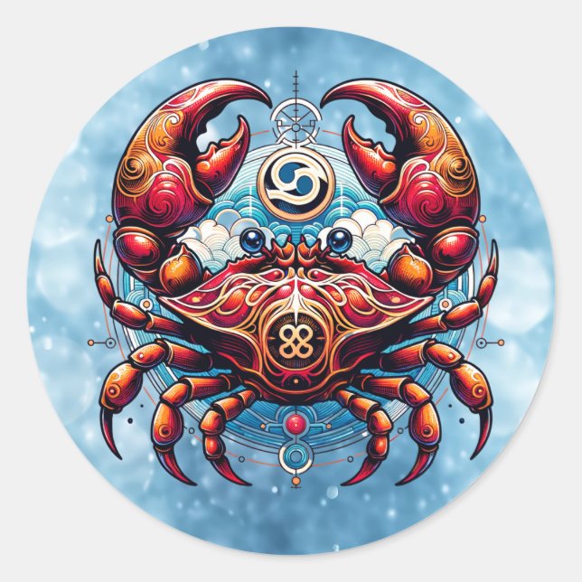 Horoscope Astrological Sign for Cancer the Crab  Classic Round Sticker (Front)