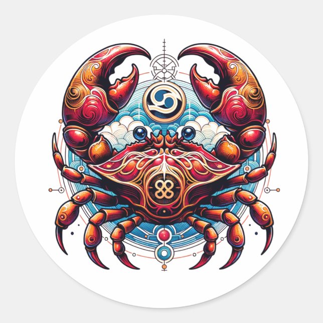 Horoscope Astrological Sign for Cancer the Crab  Classic Round Sticker (Front)