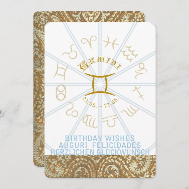 HOROSCOPE ~ Birthday Invite - Gemini (Front/Back)