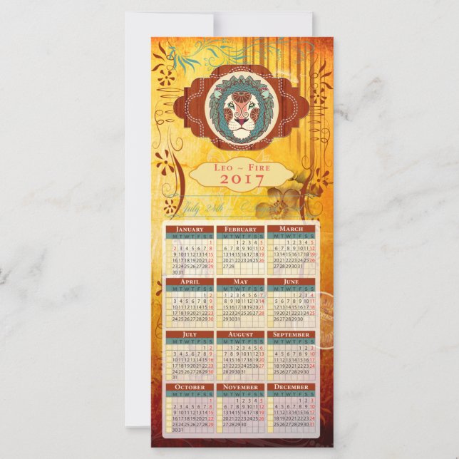 Horoscope Calendar Card 2017 ~ Leo (Front)