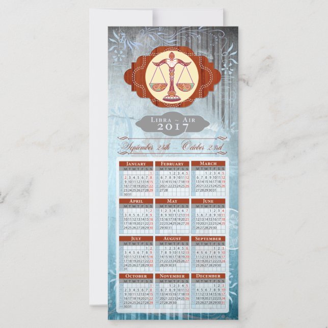 Horoscope Calendar Card 2017 ~ Libra (Front)