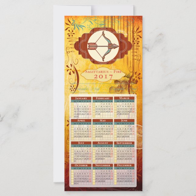 Horoscope Calendar Card 2017 ~ Sagittarius (Front)