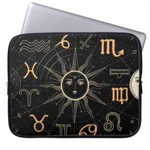 Horoscope circle, Zodiac signs, vintage. Laptop Sleeve