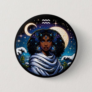 Horoscope Sign Aquarius Symbol 6 Cm Round Badge