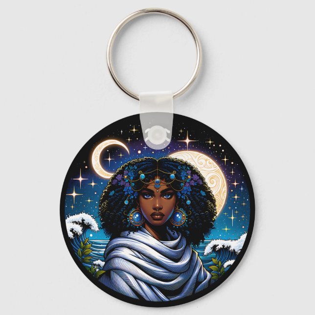 Horoscope Sign Aquarius Symbol Key Ring (Front)