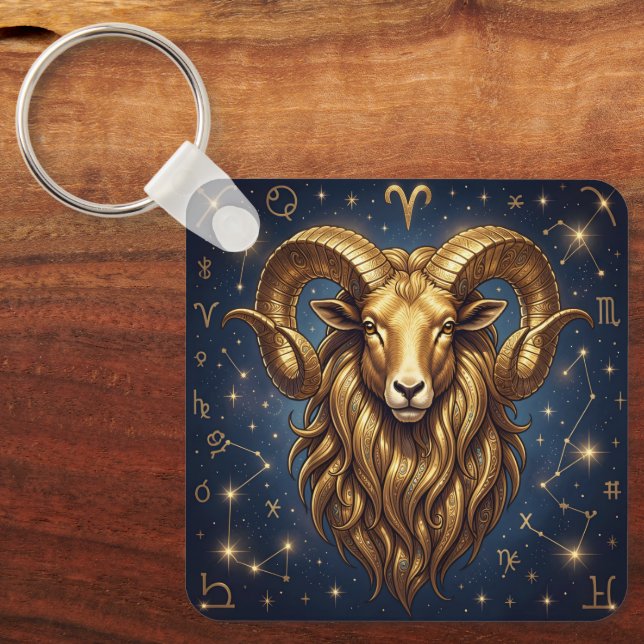 Horoscope Sign Aries | Astrology Traits & Dates Key Ring (Front)