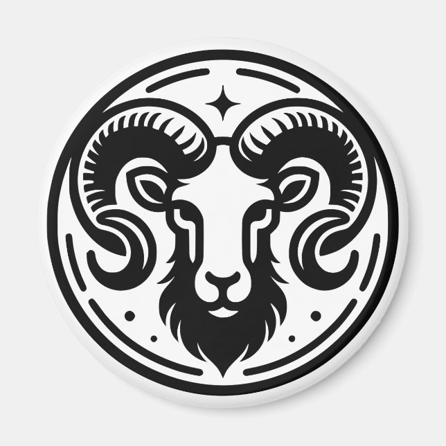 Horoscope Sign Aries Symbol and Traits Magnet (Front)
