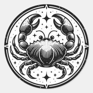 Horoscope Sign Cancer Crab Symbol Classic Round Sticker