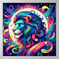 Horoscope sign Leo | Colourful Lion Art