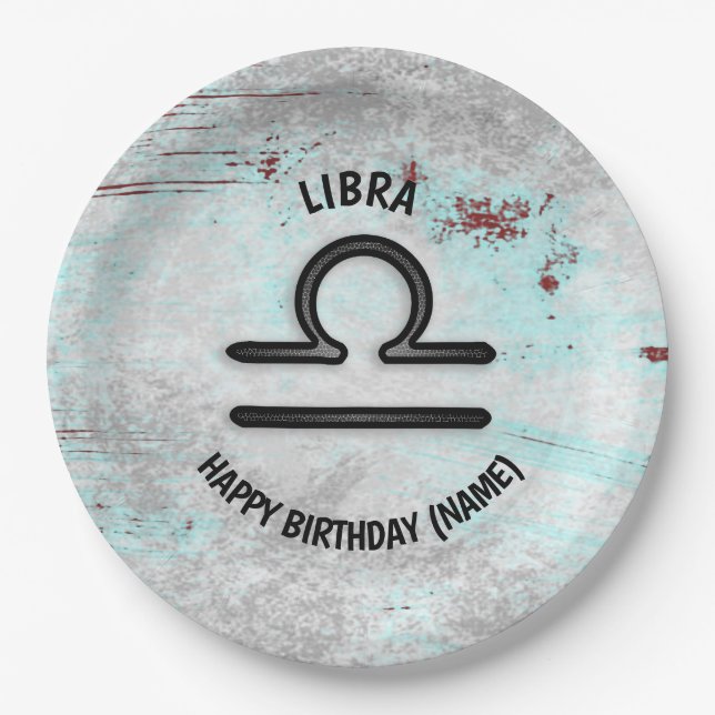 Horoscope Sign Libra Astrology Zodiac Paper Plate (Front)