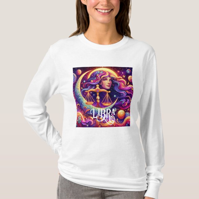 Horoscope Sign Libra Zodiac Ethereal Mystical Art T-Shirt (Front)