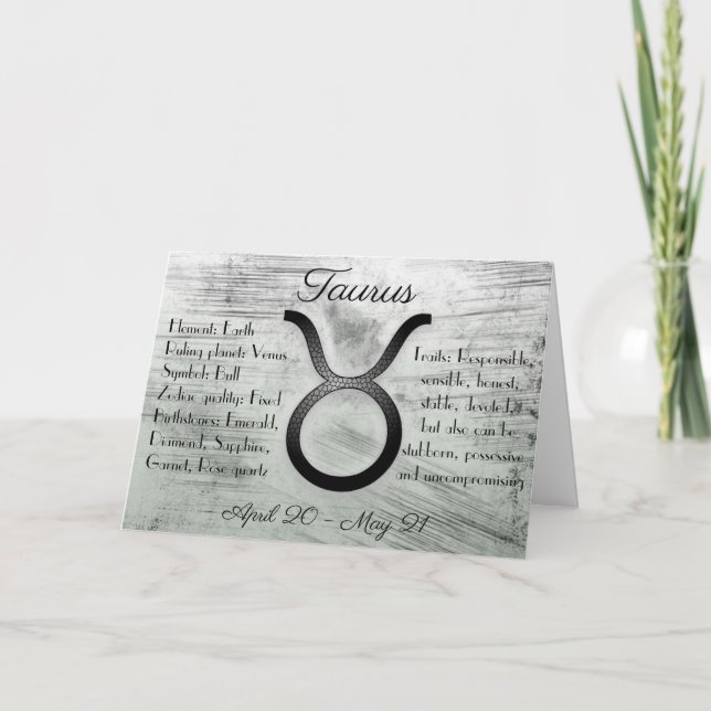 Horoscope Sign Taurus Bull Happy Birthday Card (Front)