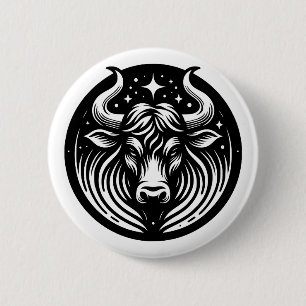 Horoscope Sign Taurus Bull Symbol  6 Cm Round Badge