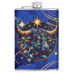 Horoscope Sign Taurus Zodiac Astrology Hip Flask
