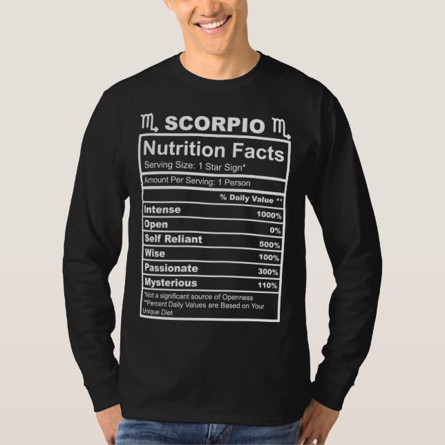 Horoscope Zodiac Sign Astrology Nutrition Facts Sc T-Shirt (Front)