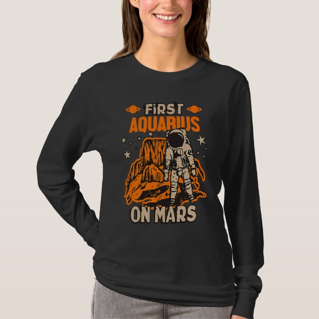 Horoscopic Sign Aquarius Astronaut T-Shirt (Front)