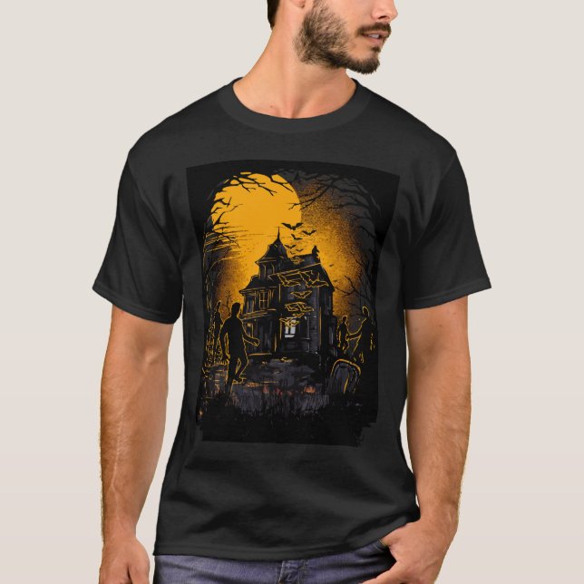 Horrific Halloween Nightmare Scene T-Shirt (Front)