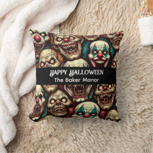 Horrifying Clowns Halloween Cushion