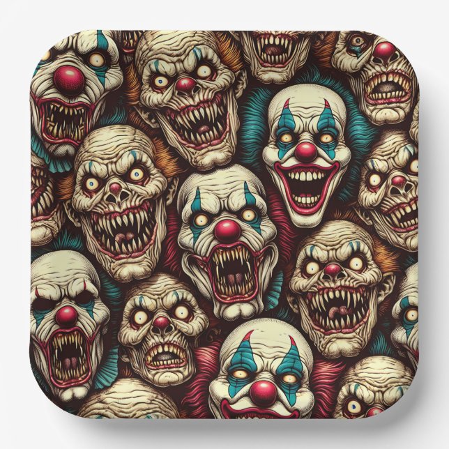 Horrifying Clowns Halloween Party  Paper Plate (Front)