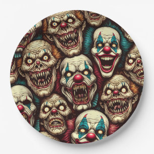 Horrifying Clowns Halloween Party Paper Plate