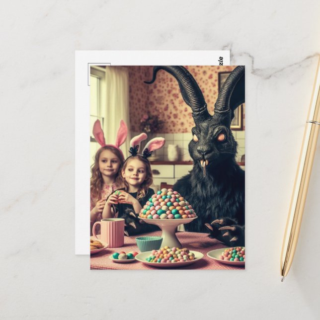 Horror at the Easter Table Postcard (Front/Back In Situ)