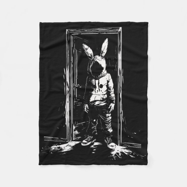 Horror Bunny Mask Man Rabbit Alt Goth Slasher Cree Fleece Blanket (Front)