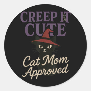 Horror Cat Mum Spooky Black Cat Halloween Classic Round Sticker