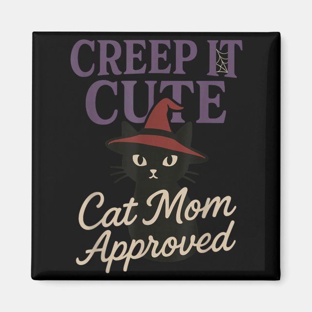 Horror Cat Mum Spooky Black Cat Halloween Magnet (Front)