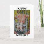 Horror Characters Happy Birthday Card<br><div class="desc">Horror Characters in a Cage at a Ghost Train Ride at a Funfair/Fairground</div>