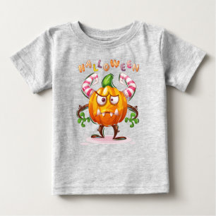 Horror Childish Halloween Pumpkin Crazy  Baby T-Shirt