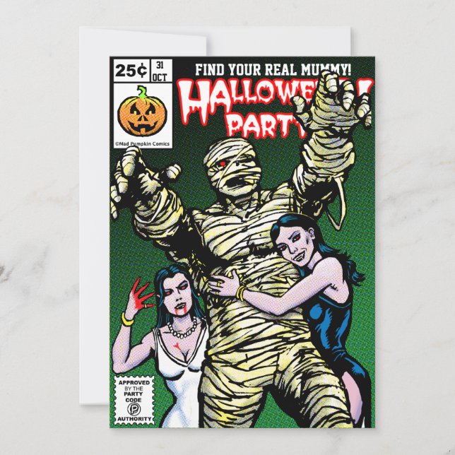 Horror Comic Style Halloween Party Invitation (Front)