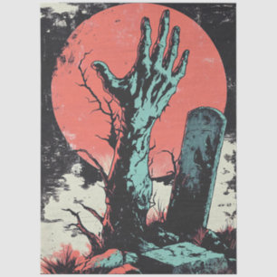 Horror Comic Zombie Graveyard Decoupage Tissue Paper