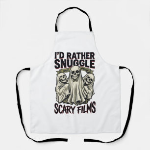 Horror Cuddle Shirt Funny Skull Ghost Movie Night Apron