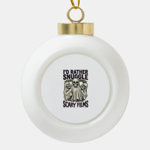 Horror Cuddle Shirt Funny Skull Ghost Movie Night Ceramic Ball Christmas Ornament